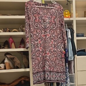 White House Black Market Red and Black Paisley Dress